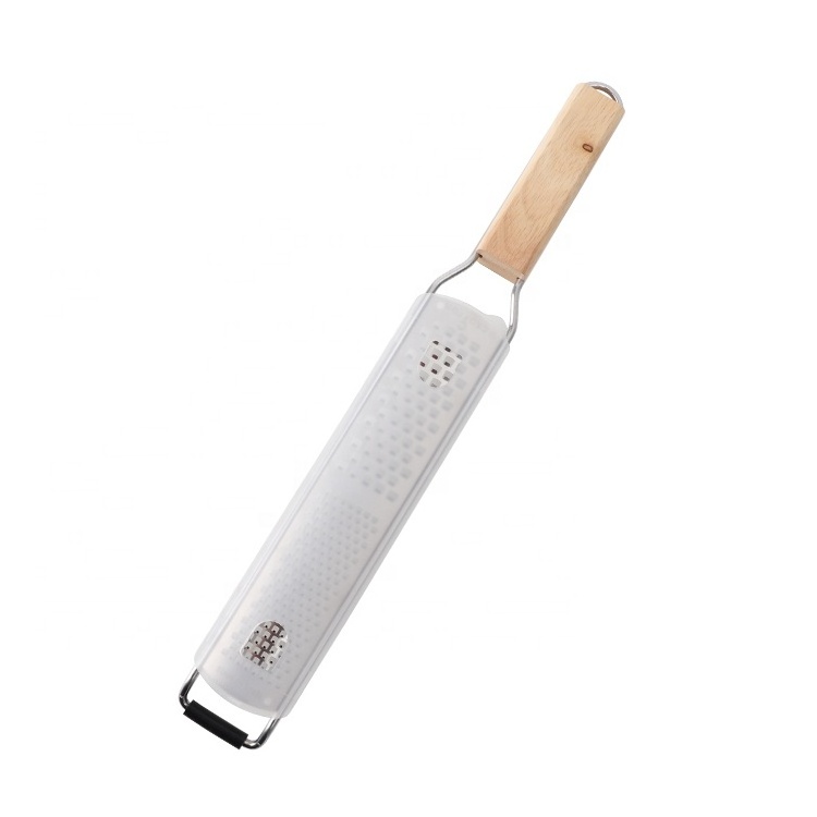 Multifunctional Manual Stainless Steel Cheese Vegetable Zester Grater With Rubber Wood Handle