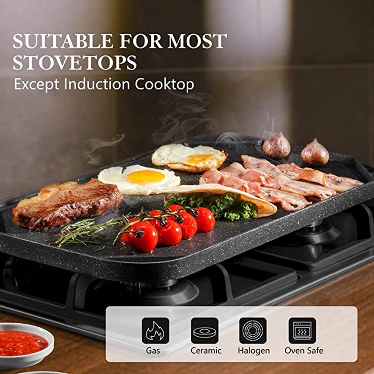 Camping Bbq Nonstick Griddle Grill Pan Pro-Grid Reversible Two Burner Cast Iron Aluminum Griddle Portable Griddles & Grill Pans