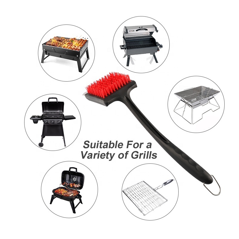 Customized Garden BBQ Tools Barbecue Accessories Grill Griddle Clean Stainless Steel Nylon Bristle Cleaning Brush And Scraper