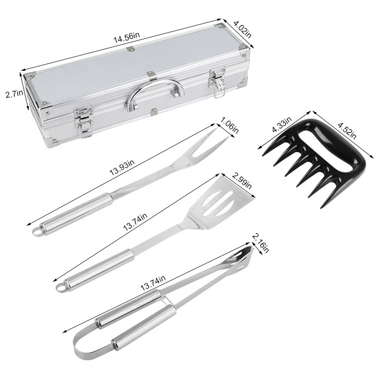 Bbq Rotisserie Kit Accessories 5Pcs Tools Portable Stainless Steel Barbecue Snap On Grill Tool Set with chicken shredder