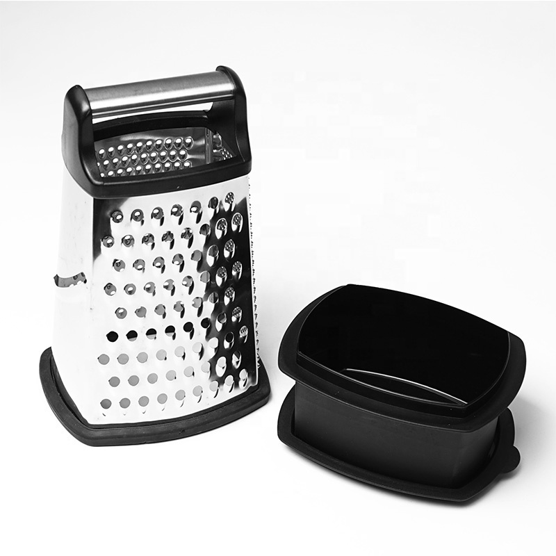 Hot Selling Stainless Steel 4 Sides Kitchen Cheese Grater with Container