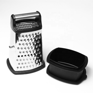 Hot Selling Stainless Steel 4 Sides Kitchen Cheese Grater with Container