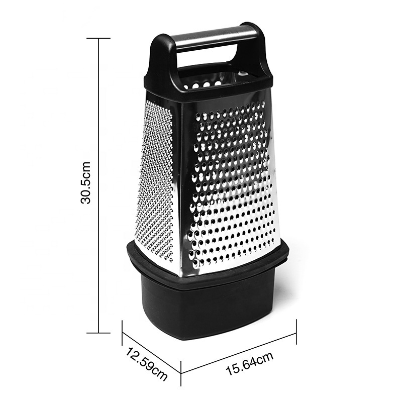 Hot Selling Stainless Steel 4 Sides Kitchen Cheese Grater with Container