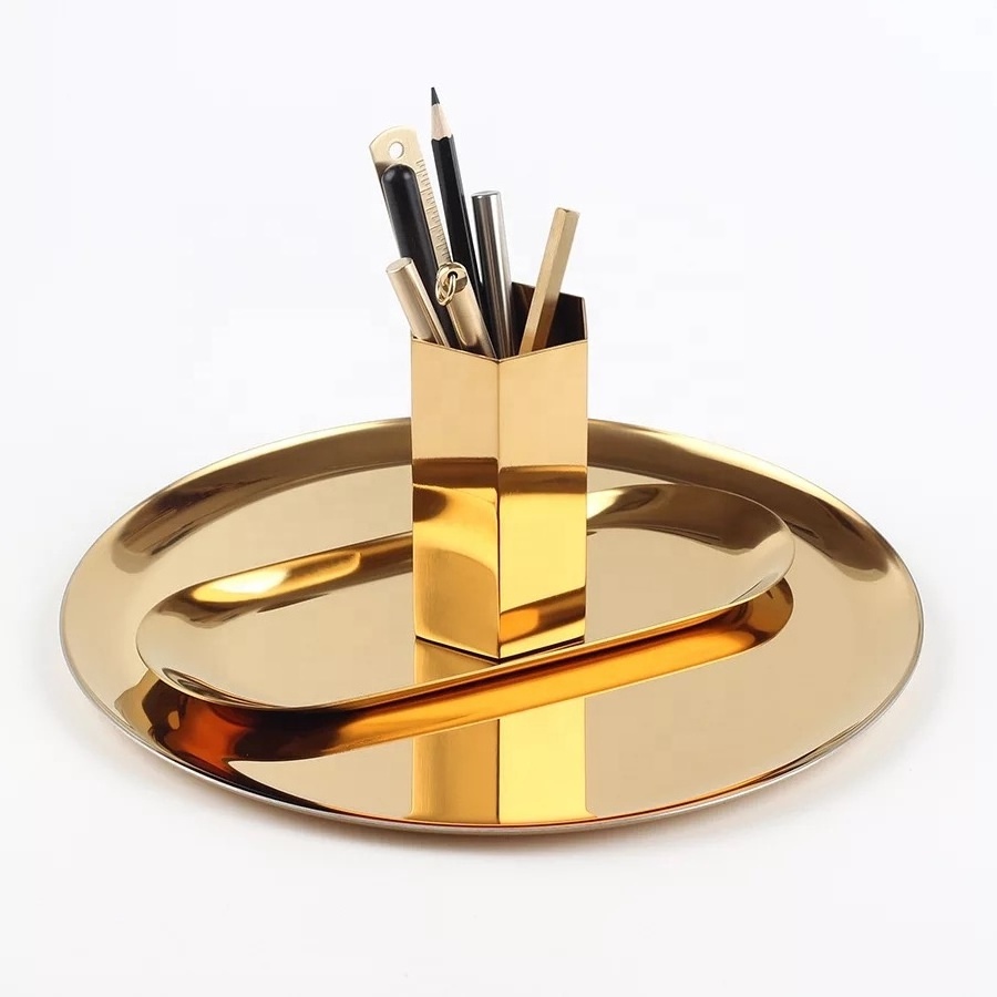 OEM 551-6 Luxury Hexagon Stainless Steel Gold Pen Holder for Desk Organizers Multi Purpose Use Pencil Pot