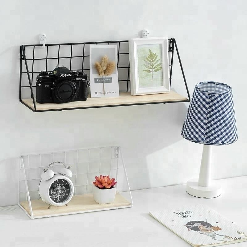 OEM 550-90  newest wall mounted grid hanging decor wire storage shelf for living room bedroom