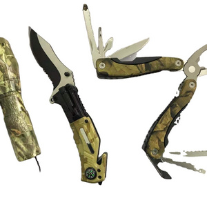 3pcs tactical set, flashlight, multi-pliers, survival pocket knife