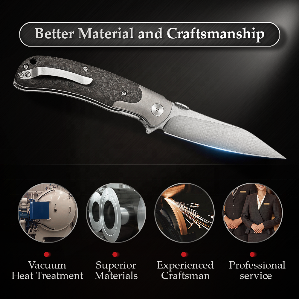 CPM S35VN Powder Steel Blade Titanium Bolster Thumb Studs Carbon Fiber Outdoor Camping EDC Tactical Folding Pocket Knife