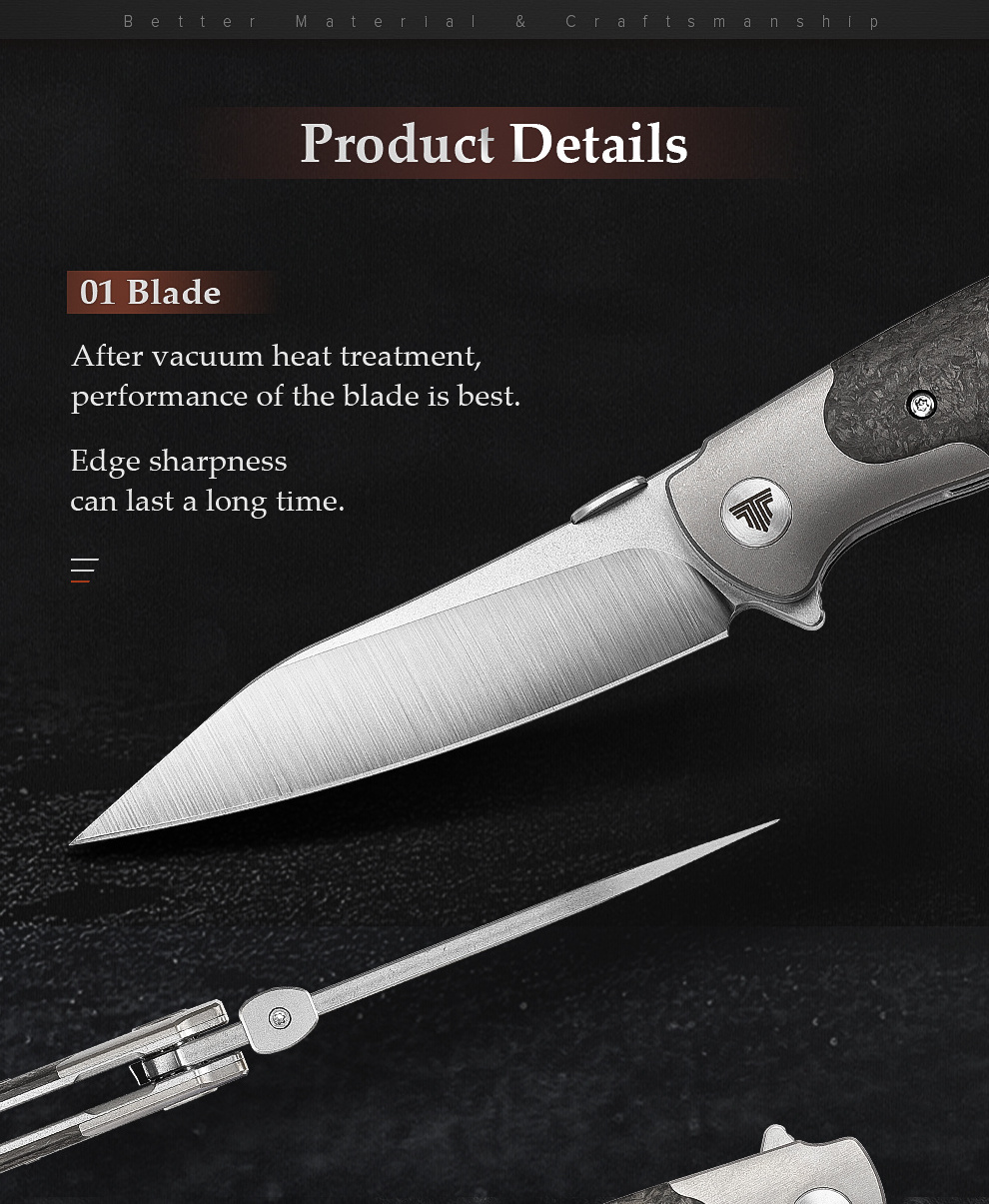 CPM S35VN Powder Steel Blade Titanium Bolster Thumb Studs Carbon Fiber Outdoor Camping EDC Tactical Folding Pocket Knife