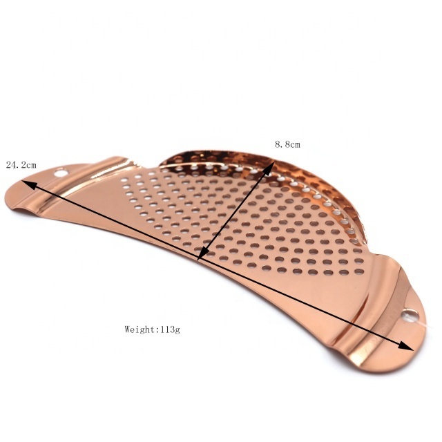 Rose Gold Stainless Steel Pan Grips Food Sieve Strainer Colander with Recessed Handle Easy Draining of Foods