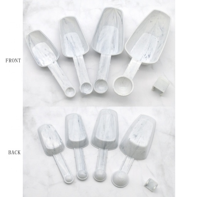 Marble Kitchen Accessories Custom Pet Food Plastic 7 Set of 4 Measuring Cups Set