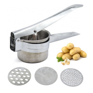 RTS Food Grade Stainless Steel Garlic Potator Replaceable Masher Press Ricer with Three Blade Professional Tool