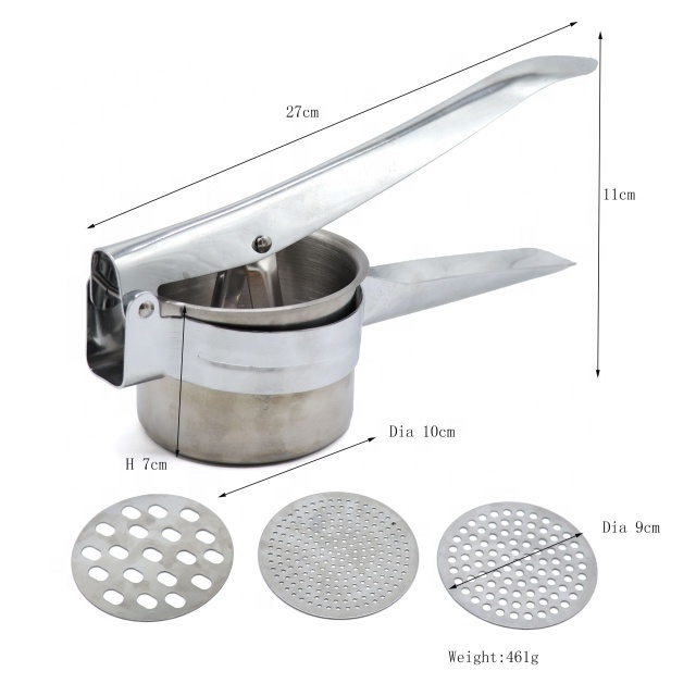 RTS Food Grade Stainless Steel Garlic Potator Replaceable Masher Press Ricer with Three Blade Professional Tool