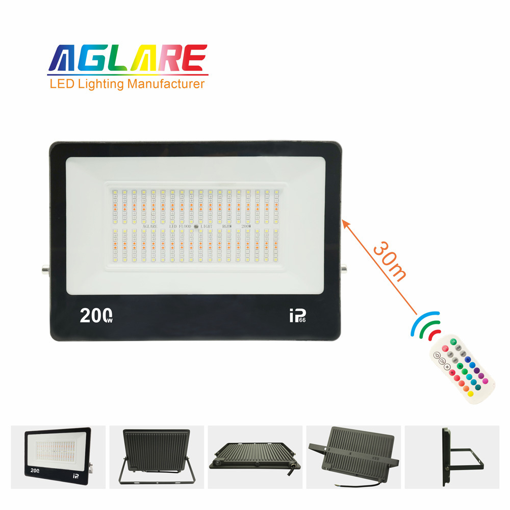 Fast Delivery Dropshipping Outdoor Lighting Portable RGB Remote Control 50W 100W 200W Garden Spotlights Flood Lighting