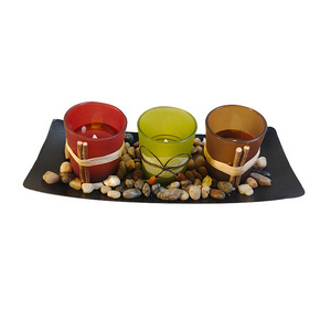 wholesale price small size colored glass candle holder unique colorful glass candle holder tea light candle holder glass