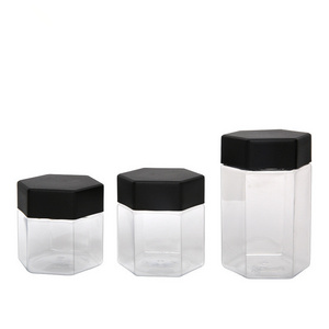 Hot selling wholesale price available different sizes food grade hexagon shape honey plastic jars plastic jar for honey