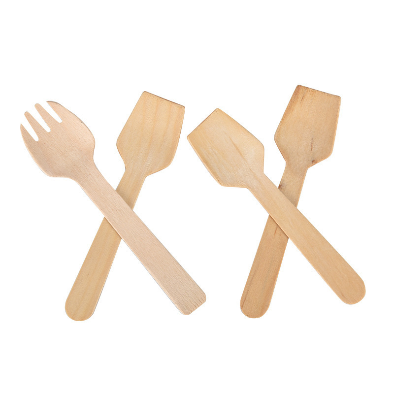 wholesale factory price 9.5cm disposable wooden spoon wooden spoon disposable for dessert ice cream etc