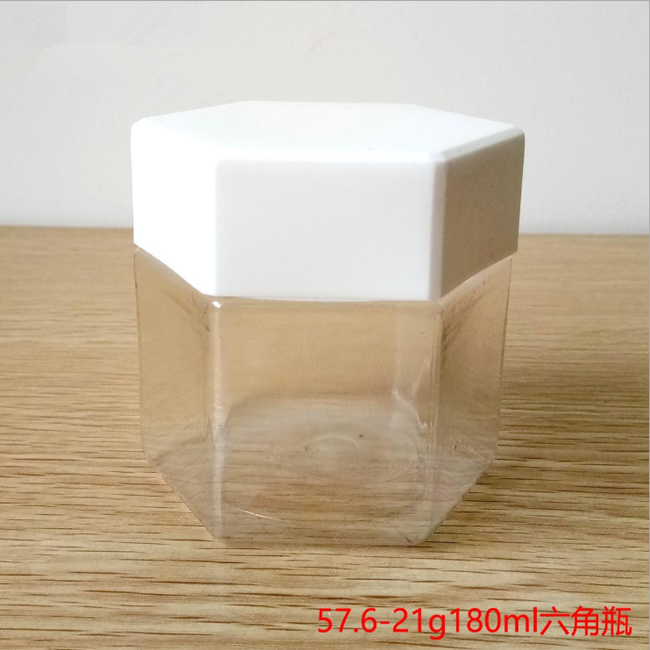 Hot selling wholesale price available different sizes food grade hexagon shape honey plastic jars plastic jar for honey