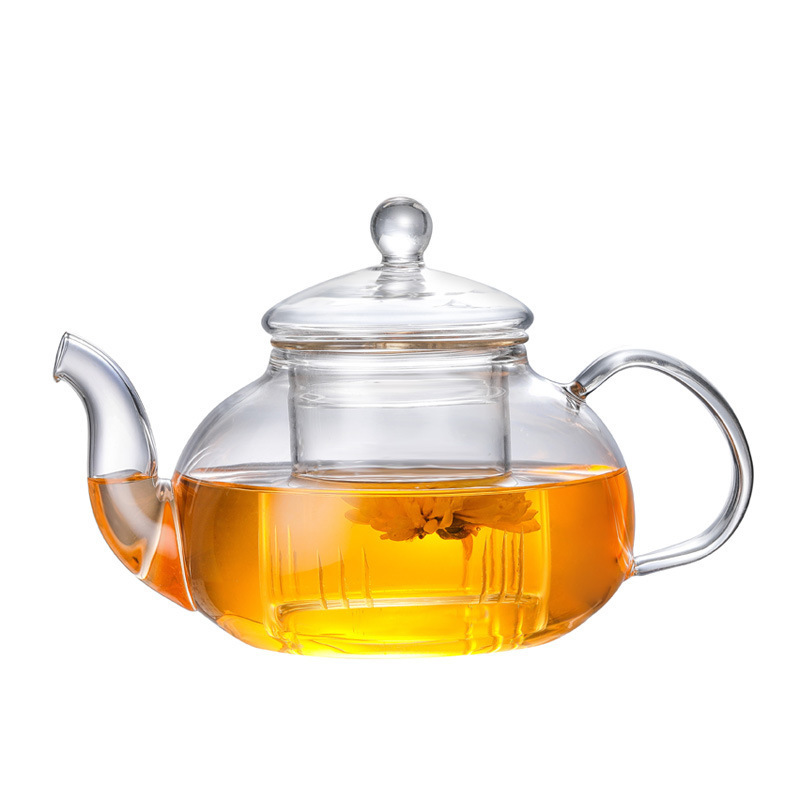 Hot selling 100% mouth blown borosilicate glass tea pot with infuser tea pot set glass