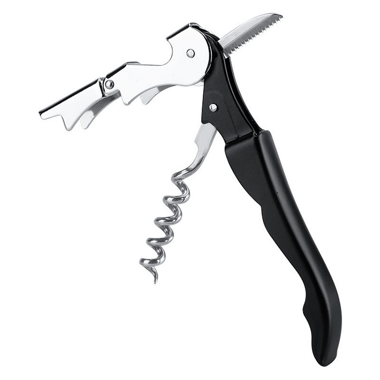 Wholesale multi-functional 2-in-1 stainless steel seahorse knife can opener for wine and beer corkscrew