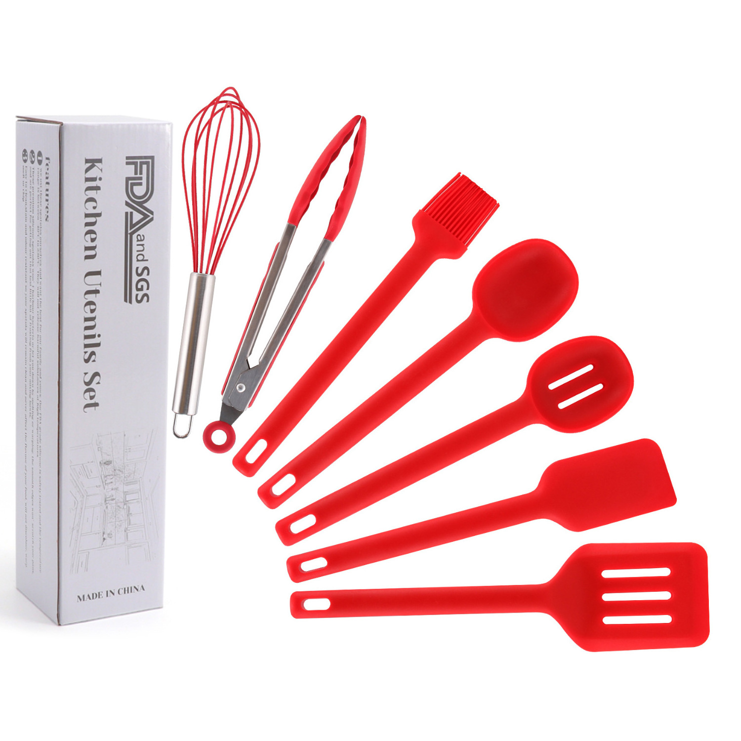 NEW 7 Piece Cake Baking Spatula and Brush Set Heat Resistant Cooking Silicone Offset Kitchen Spatula Set