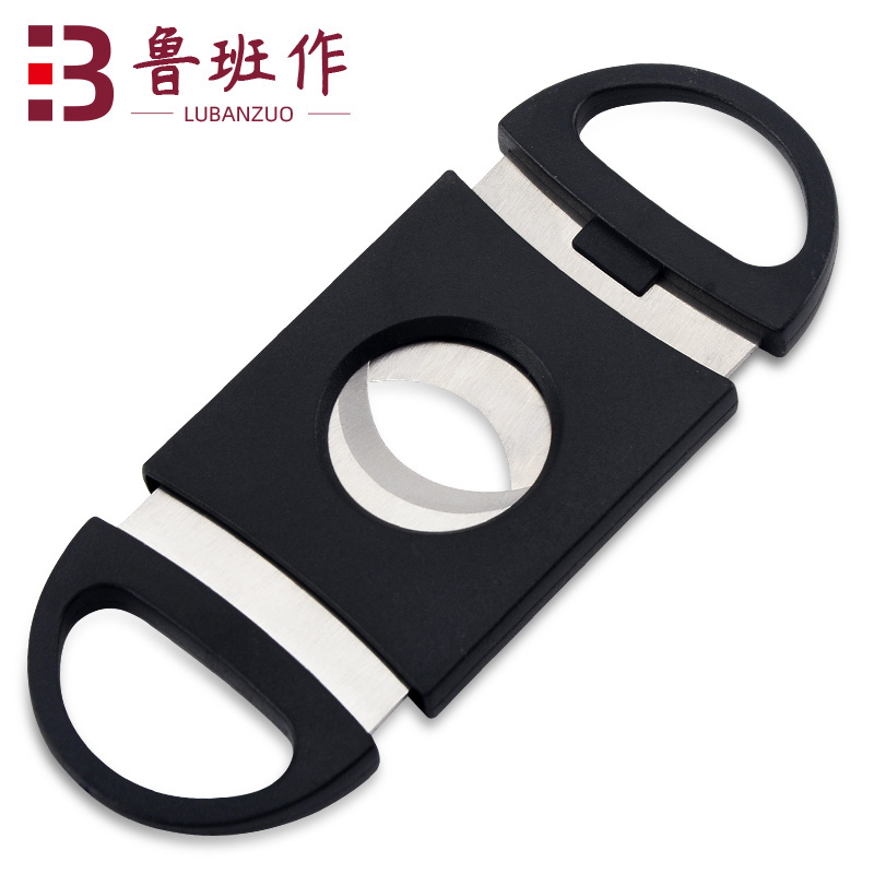 Hot black handmade metal laser mini portable dual blade blade abs plastic cigar cutter