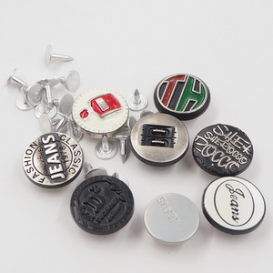 Custom Logo Color Antique Brass Jeans Buttons With Rivets Zinc Alloy Jean Buttons For Clothing