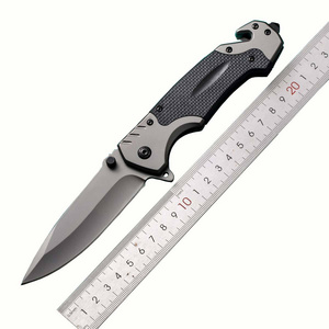 Factory Hot Sell OEM Black Coating Plastic Handle Pocket Knife Tactical Survival Outdoor Folding Custom Knife  with belt clip