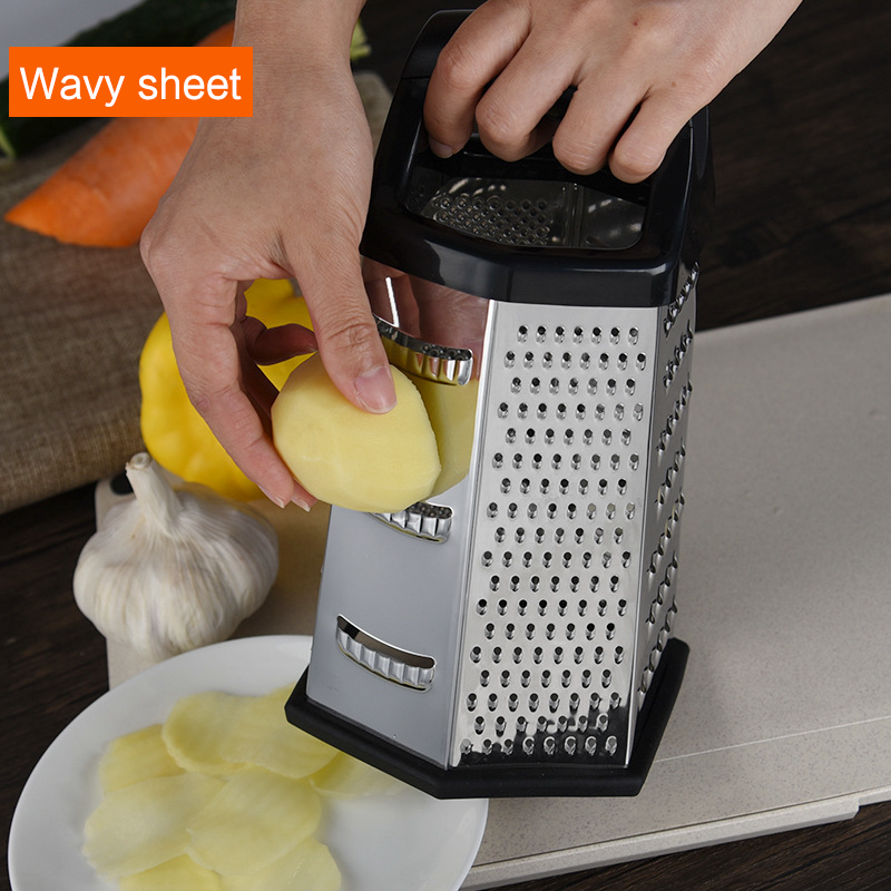 6 Sides Multi Use Multi Purpose Stainless Steel Standing Kitchen Box Grater Cheese Grater For Parmesan Cheese Ginger Vegetables