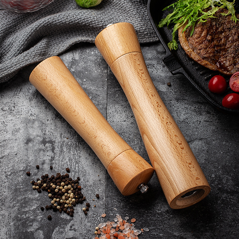 Wooden Salt Pepper Grinder Mill Refillable Spice Herb Manual Adjustable Coarse