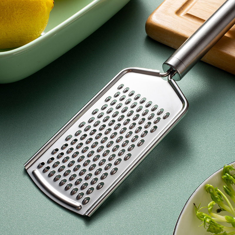 Food Grade Stainless Steel Cheese Grater Chocolate Grater Flat Grater with Anti-slip Soft Grip Handle