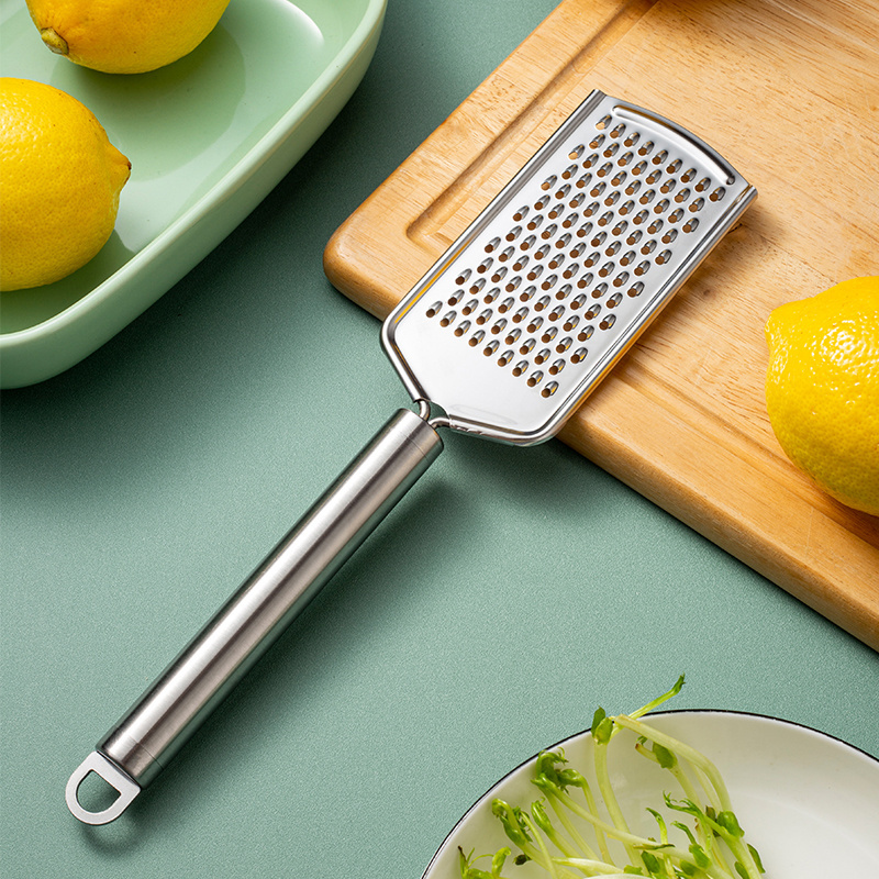 Food Grade Stainless Steel Cheese Grater Chocolate Grater Flat Grater with Anti-slip Soft Grip Handle