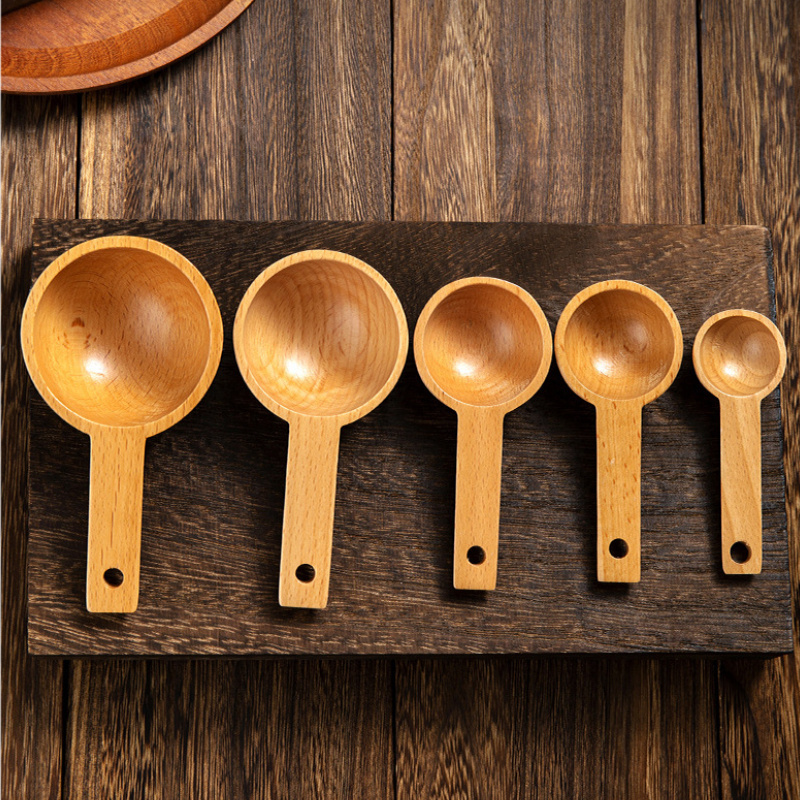 Home Kitchen Utensil Wooden Coffee Measuring Scoop Beech Wooden Coffee Tea Measuring Spoon