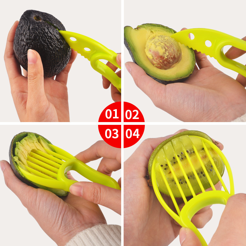 3-in-1 Avocado Slicer Corer Fruit Peeler Cutter Pulp Separator Plastic Kitchen tool