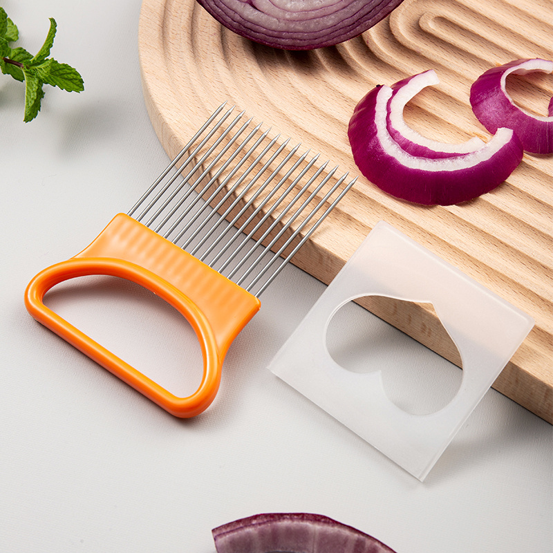 Stainless Steel Onion Holder Slicer Eco-Friendly Tomato and Vegetable Cutter for Home and Kitchen Use