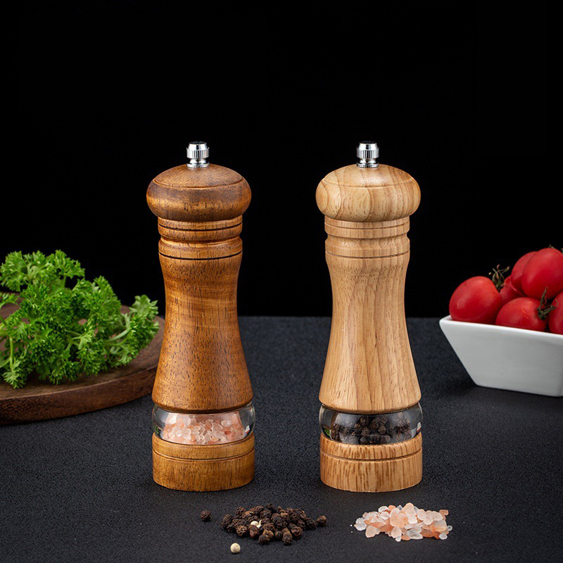 Wholesale wooden salt and pepper grinder set with ceramic grinding core salt and pepper grinder set