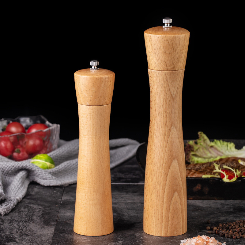 Wooden Salt Pepper Grinder Mill Refillable Spice Herb Manual Adjustable Coarse