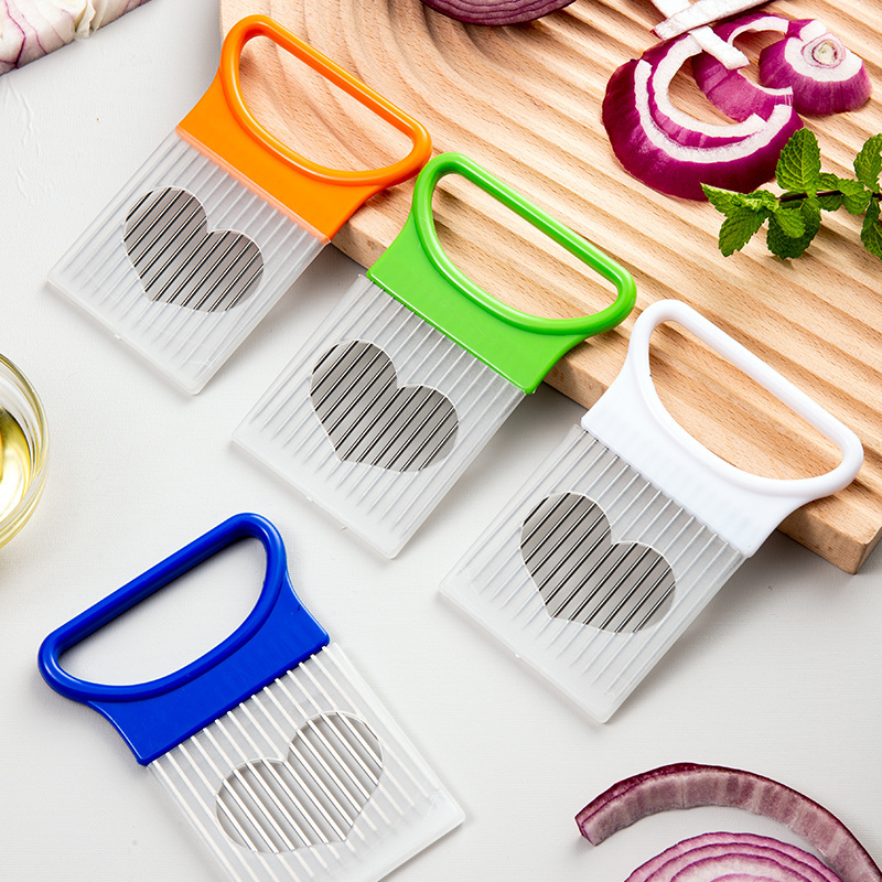 Stainless Steel Onion Holder Slicer Eco-Friendly Tomato and Vegetable Cutter for Home and Kitchen Use