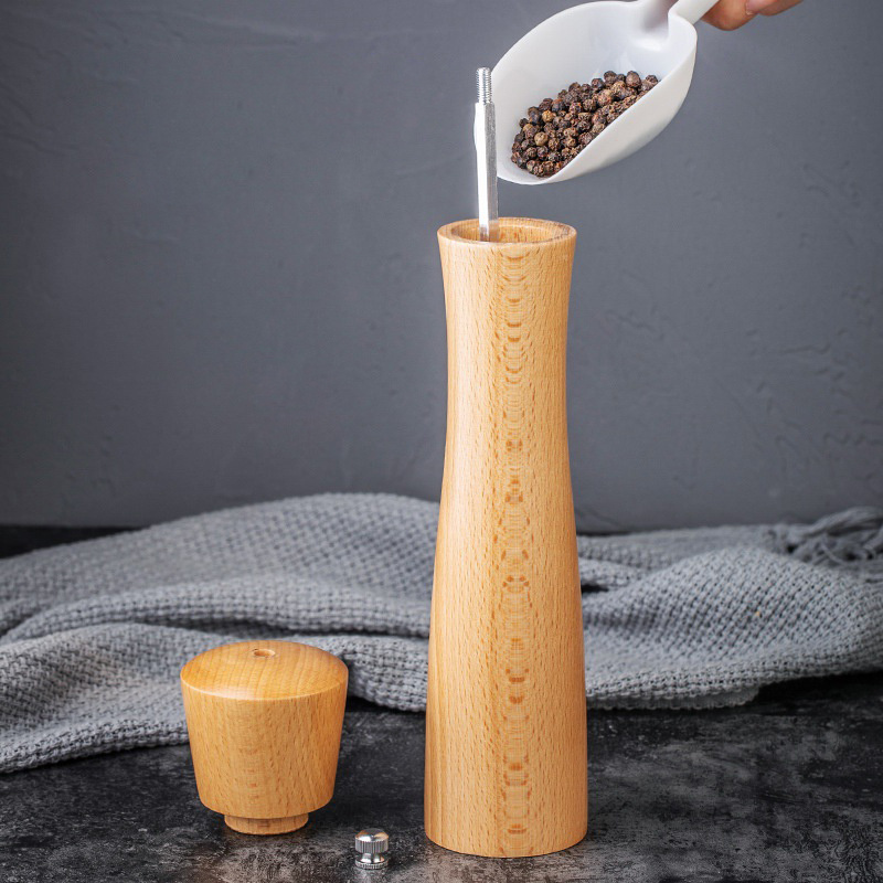 Wooden Salt Pepper Grinder Mill Refillable Spice Herb Manual Adjustable Coarse