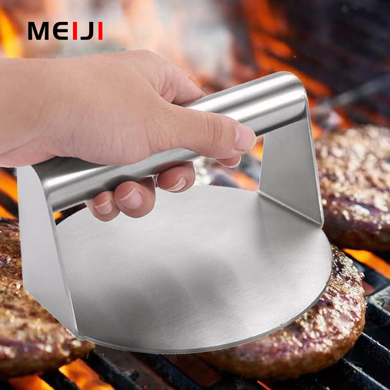 Handheld Stainless Steel BBQ Accessories Smasher Press Non-Stick Grill Meat Burger Press For BBQ Kit