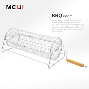 Best selling outdoor barbecue cage cook grill Durable BBQ net Rolling Barbecue Basket For Portable Outdoor Camping