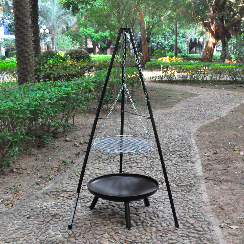 Multi Fuel Stainless Steel Outdoor Charcoal BBQ Stove High Temperature Black Painting Hanging Fire Pit