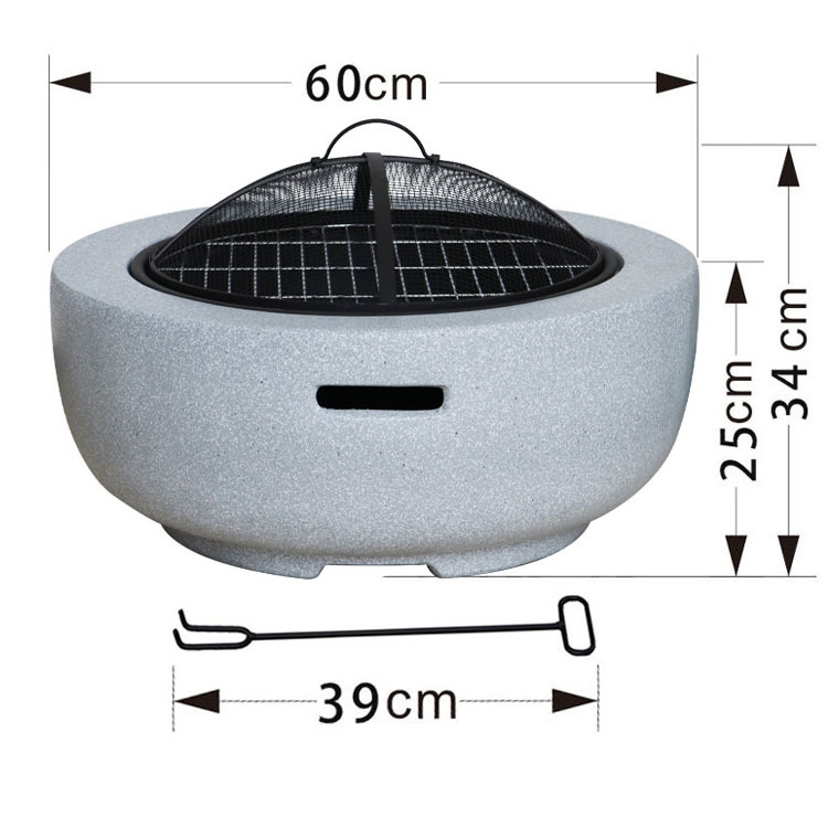 MEIJI New Product Ideas Outdoor Wood Burning Small Bonfire Pit Magnesium Oxide Firepit Bowl MGO Fire Pits With Spark Screen