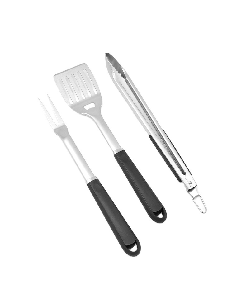 MEIJI Garden Supplies Easy To Clean Personalised 3Pcs Bbq Tool Set Spatula Tongs And Fork Bbq Tool Kit Set