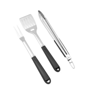 MEIJI Garden Supplies Easy To Clean Personalised 3Pcs Bbq Tool Set Spatula Tongs And Fork Bbq Tool Kit Set