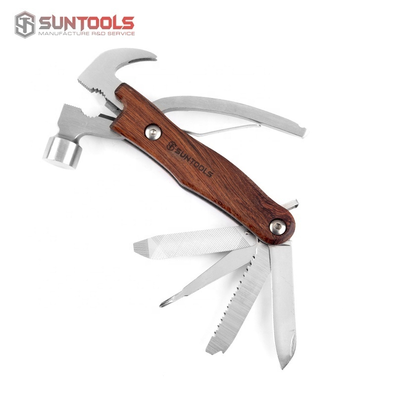 Chinese hand tools factory wooden handle mini size outdoor camping portable multi tool claw hammer