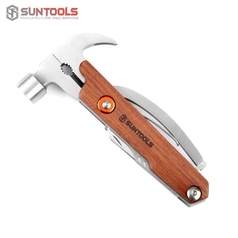 Chinese hand tools factory wooden handle mini size outdoor camping portable multi tool claw hammer