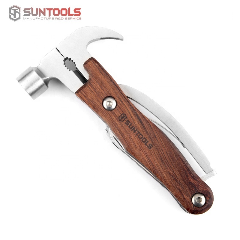 Chinese hand tools factory wooden handle mini size outdoor camping portable multi tool claw hammer