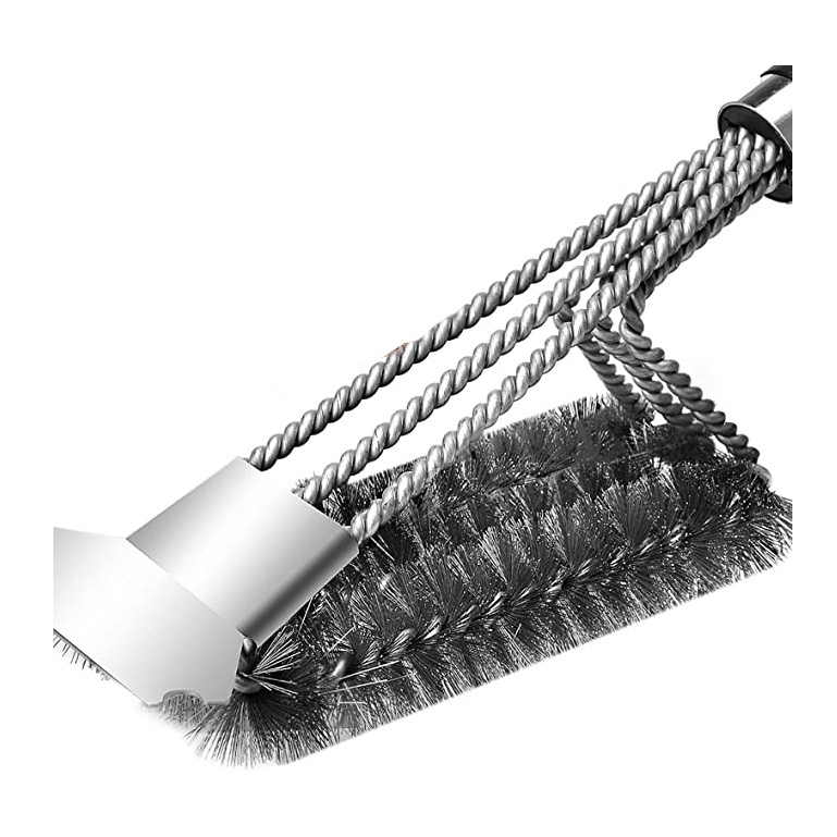 Wholesale BBQ Grill Brush Stainless Steel clean Bristle Free and Scraper