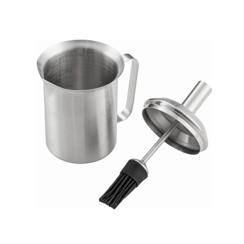 New designed oil pot with silicone oil brush Stainless steel oil container