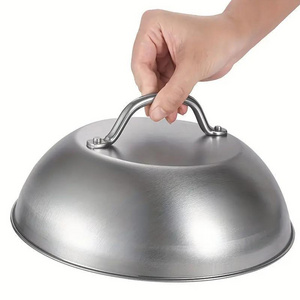 Durable & Portable 9 Inch  Stainless Steel  Round Basting Lid Steam Cover Grill Burger Cheese Melting Dome Cover For Griddle